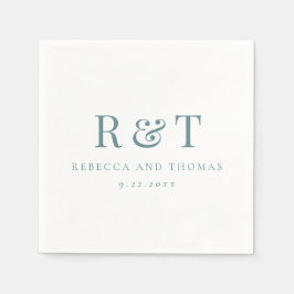 Moderne Monogram Minimalistische Trouwdag Servet