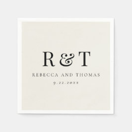 Moderne Monogram Minimalistische Trouwdag Servet