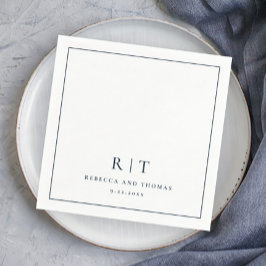 Moderne Monogram Minimalistische Trouwdag Servet