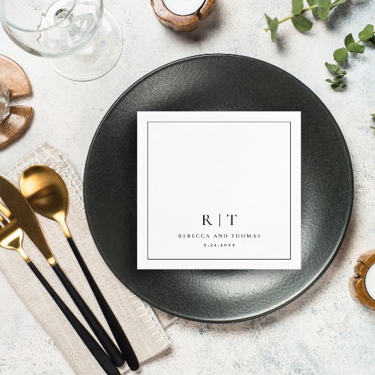 Moderne Monogram Minimalistische Trouwdag Servet