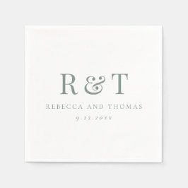 Moderne Monogram Minimalistische Trouwdag Servet