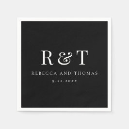 Moderne Monogram Minimalistische Trouwdag Servet