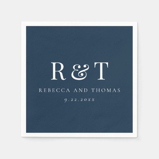 Moderne Monogram Minimalistische Trouwdag Servet (Voorkant)