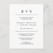 Moderne monogram minimalistische weddenschappen aankondigingskaart (Voorkant)