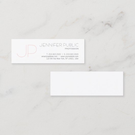 Moderne monogram minimumaantal luxe design mini visitekaartje (Voorkant / Achterkant)