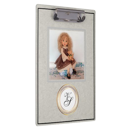 Moderne Monogram Modieuze Doll Klembord (Rechts)