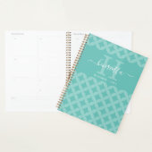 Moderne monogram monogram van Elegant Mint Circle Planner (Display)