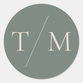 Moderne Monogram Moss Groene Bruiloft Seal Sticker