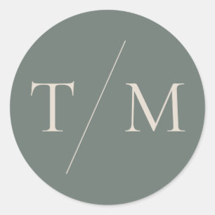 Moderne Monogram Moss Groene Bruiloft Seal Sticker
