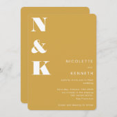 Moderne monogram Mustard Yellow Bold Chic Wedding Kaart (Voorkant / Achterkant)