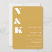 Moderne monogram Mustard Yellow Bold Chic Wedding Kaart (Voorkant)
