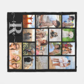 Moderne monogram naam 14 Foto Collage Aangepaste k Fleece Deken (Voorkant (Horizontaal))
