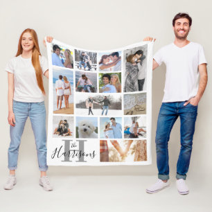 Moderne monogram naam 14 Foto Collage White Fleece