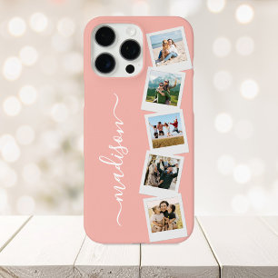 Moderne Monogram Naam 5 Foto Collage iPhone 16 Pro Max Hoesje