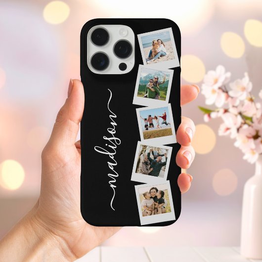 Moderne Monogram Naam 5 Fotocollage Case-Mate iPhone Case
