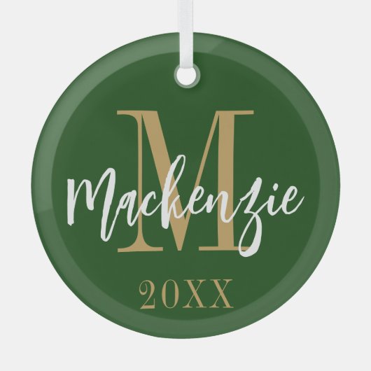 Moderne monogram naam Aangepaste kleurentoetsenbor Glas Ornament (Voorkant)