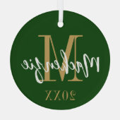 Moderne monogram naam Aangepaste kleurentoetsenbor Glas Ornament (Achterkant)