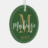 Moderne monogram naam Aangepaste kleurentoetsenbor Glas Ornament (Voorkant Rechts)