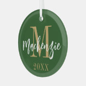 Moderne monogram naam Aangepaste kleurentoetsenbor Glas Ornament (Voorkant links)