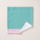 Moderne monogram Naam Blauwgroen Roze Flamingo Bad Handdoek (Wasdoekje)