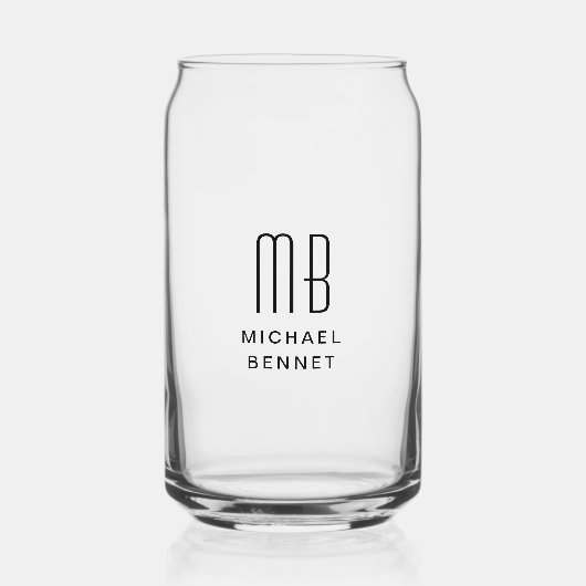 Moderne monogram naam blikvorm glas (Voorkant)