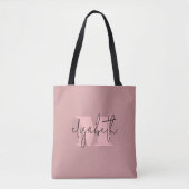 Moderne Monogram Naam Dusty Rose Tote Bag (Voorkant)