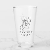 Moderne monogram naam Eenvoudige bier Glas (Achterkant)