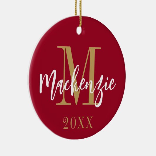 Moderne monogram Naam Foto Aangepaste kleurentoets Keramisch Ornament (Rechts)