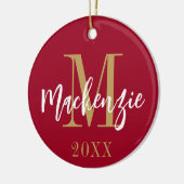 Moderne monogram Naam Foto Aangepaste kleurentoets Keramisch Ornament (Links)