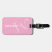 Moderne Monogram Naam Fun Roze Bagagelabel (Voorkant horizontaal)