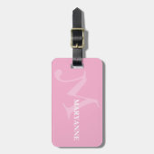 Moderne Monogram Naam Fun Roze Bagagelabel (Voorkant verticaal)