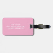 Moderne Monogram Naam Fun Roze Bagagelabel (Achterkant horizontaal)