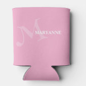 Moderne Monogram Naam Fun Roze Blikjeskoeler (Achterkant)