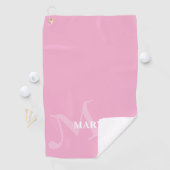 Moderne Monogram Naam Fun Roze Golfhanddoek (Insitu)