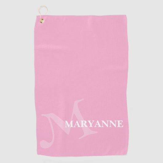 Moderne Monogram Naam Fun Roze Golfhanddoek (Voorkant)