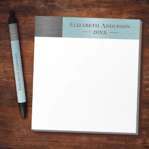 Moderne Monogram Naam Geborsteld Metaal Notitieblok