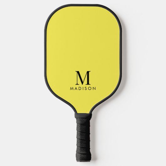 Moderne monogram Naam Geel Pickleball Paddle (Voorkant)