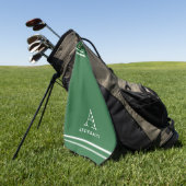 Moderne Monogram Naam, Gepersonaliseerd Golf Cadea Golfhanddoek (Groen)