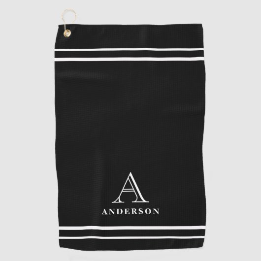 Moderne Monogram Naam, Gepersonaliseerde Golf Gesc Golfhanddoek (Voorkant)
