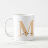 Moderne monogram Naam Gift Peach White Coffee Mok (Links)