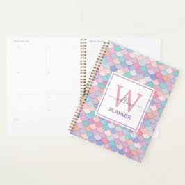 Moderne monogram naam  Glam Mermaid Trendy Planner