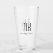 Moderne monogram naam glas (Achterkant)