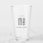 Moderne monogram naam glas (Voorkant)