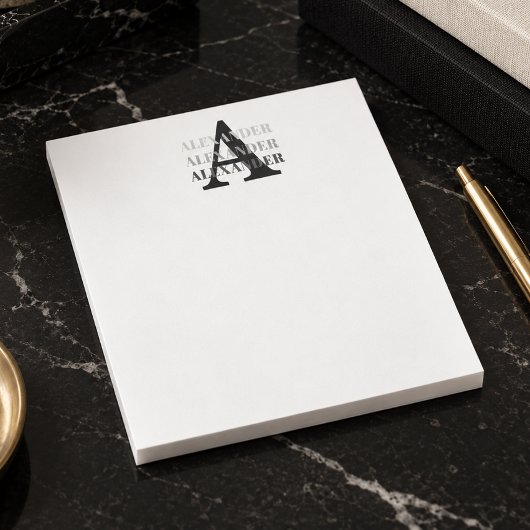 Moderne Monogram Naam Grijs Notitieblok