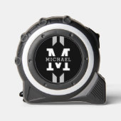 Moderne Monogram Naam Grijze Streep Rolmaat (Voorkant)