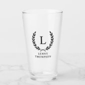 Moderne Monogram Naam Initiaal Krans Grieks Sleute Glas (Voorkant)