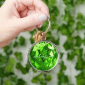 Moderne Monogram Naam Initialen Peridot Premium Sleutelhanger (Hand)