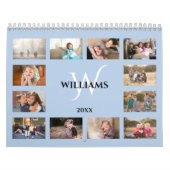 Moderne Monogram Naam Lichtblauw Aangepaste Foto Kalender (Hoes)