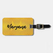 Moderne Monogram Naam | Luxe Zwart & Gouden Initia Bagagelabel (Voorkant horizontaal)