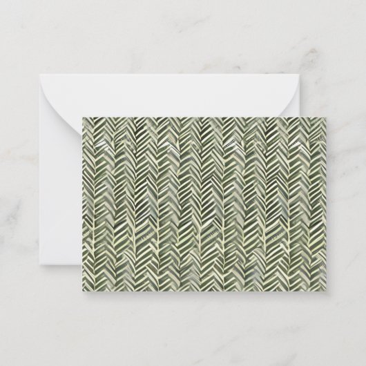 Moderne monogram naam Olive Herringbone Notitiekaartje (Achterkant)